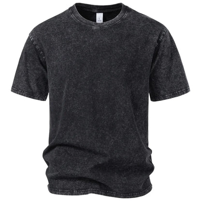 Vintage Herren-T-Shirt aus Baumwolle mit Säurewaschung, anthrazit, Rundhals