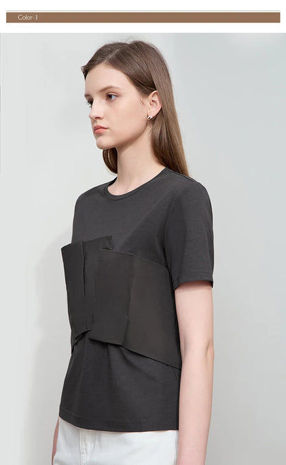 Damen T-Shirt im minimalistischen Stil mit lässigem Komfort und geradem Spleißen