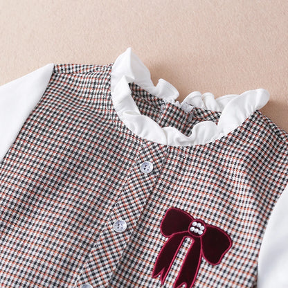 Mädchen Prinzessin Kleider Frühling Herbst lässig Kinder Langarm Plaid Kleidung 4-12 Jahre täglich Kinder Kleider