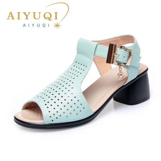 AIYUQI Damen-Gladiator-Sandalen, 2022, Sommer, neue Damen-Sandalen, mittlerer Absatz, große Größe 41, 42, modische Damen-Sandalen