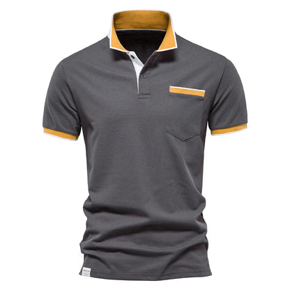 Herren Polo Shirt aus Baumwolle mit Kurzarm und Tasche für lässige Anlässe