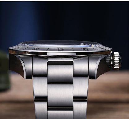 Herren GMT Luxus-Quarzuhr 200m Edelstahl BGW9 Super Leuchtzeiger