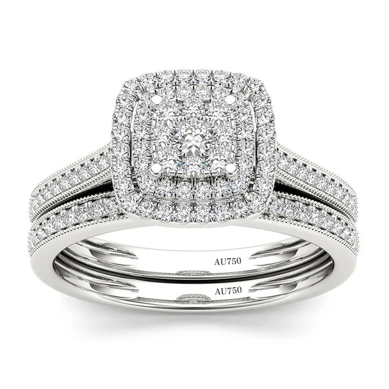 Damen-Verlobungsringe-Set Moissanit aus Sterling Silber, 2er-Set, Zertifiziert für Paare