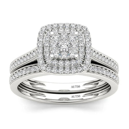 Damen-Verlobungsringe-Set Moissanit aus Sterling Silber, 2er-Set, Zertifiziert für Paare