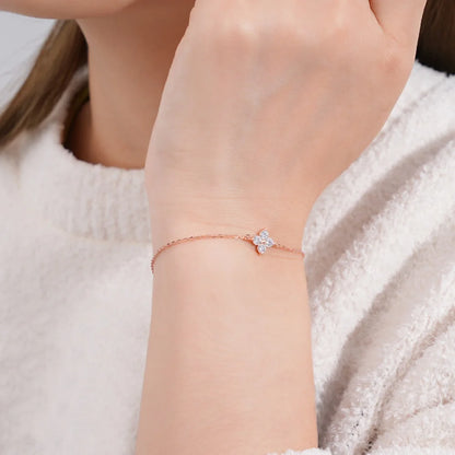 Damen-Armband Kleeblatt mit Moissanit in Gold