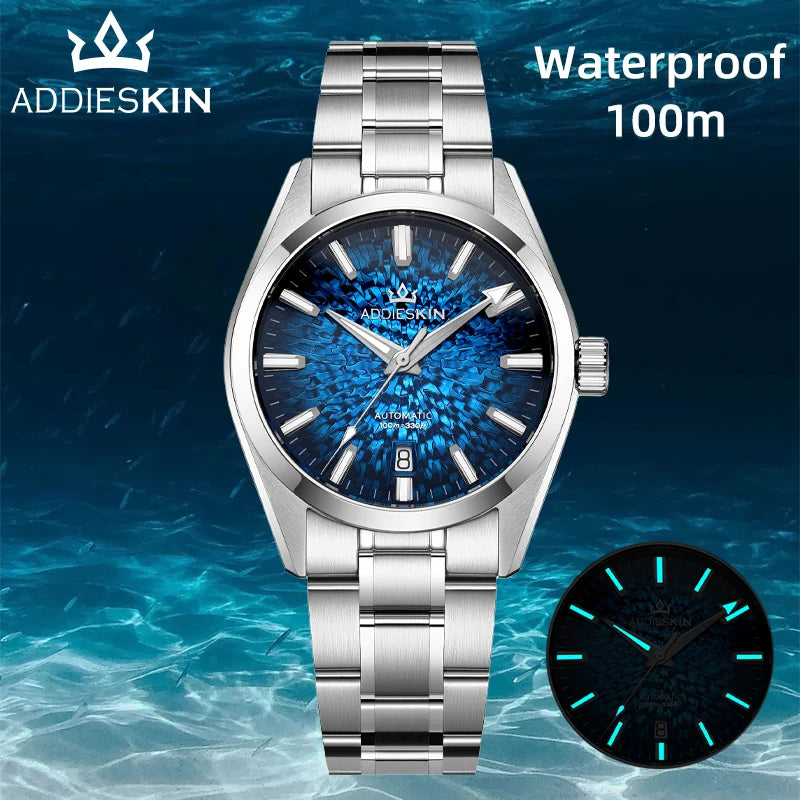 Herren-Automatikuhr mit Saphirglas und 100 m Wasserdichtigkeit