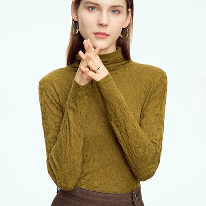 Damen-Rollkragenpullover Wolle Slim einfarbig Büro Winter