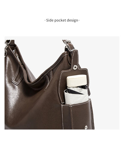 Damen Schultertasche aus weichem PU-Leder im Retro-Stil mit großer Kapazität
