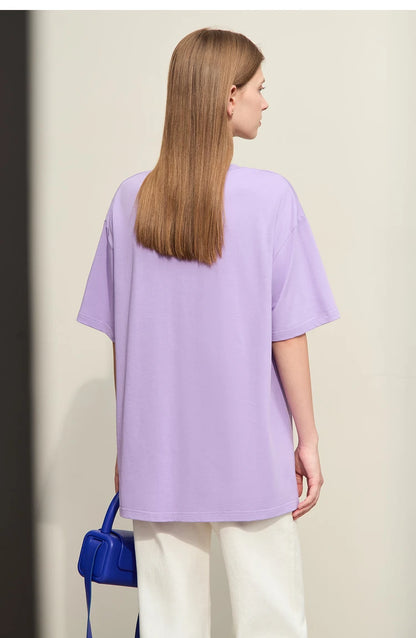 Damen T-Shirt im Minimalismus-Stil mit Kunstöl-Farbdruck für den Sommer