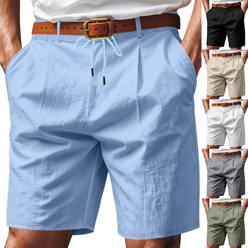 Graue Herren-Fitness-Shorts für Sommer und Training – Bequeme, elastische Dreipunkt-Hose für Laufen und Freizeit