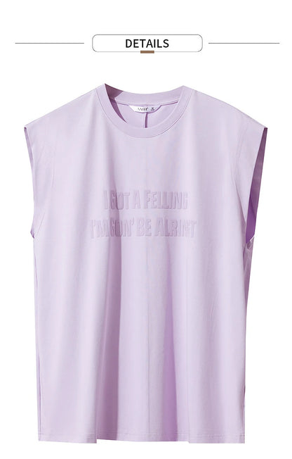 Damen T-Shirt aus Baumwolle mit lässigem O-Ausschnitt und breiten Schultern