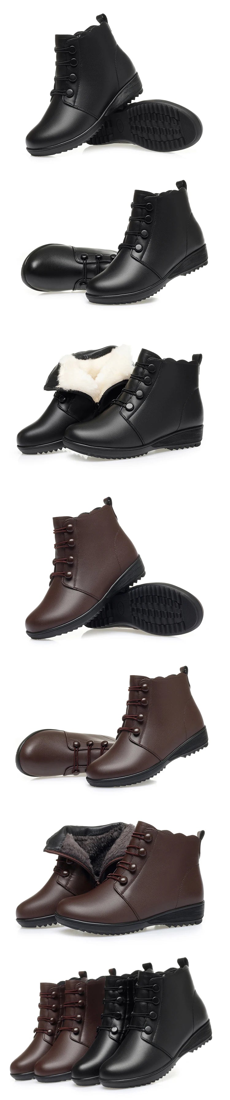 Damen-Winterstiefeletten mit warmem Futter, braun und schwarz, mit Profilsohle
