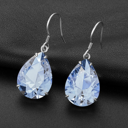 Damen-Ohrringe Tropfenform Aquamarin Blau Silber 925 Hochwertiger Luxus Schmuck Für Sie Geschenkidee