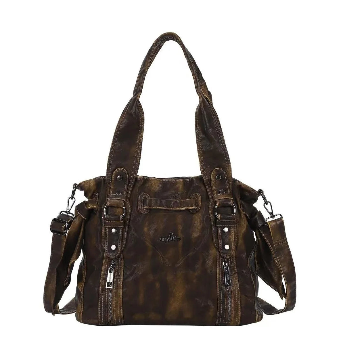 Damen-Handtasche Top-Handle Schultertasche Vintage Stil Aus Weichem PU-Leder Ideal Für Alltag
