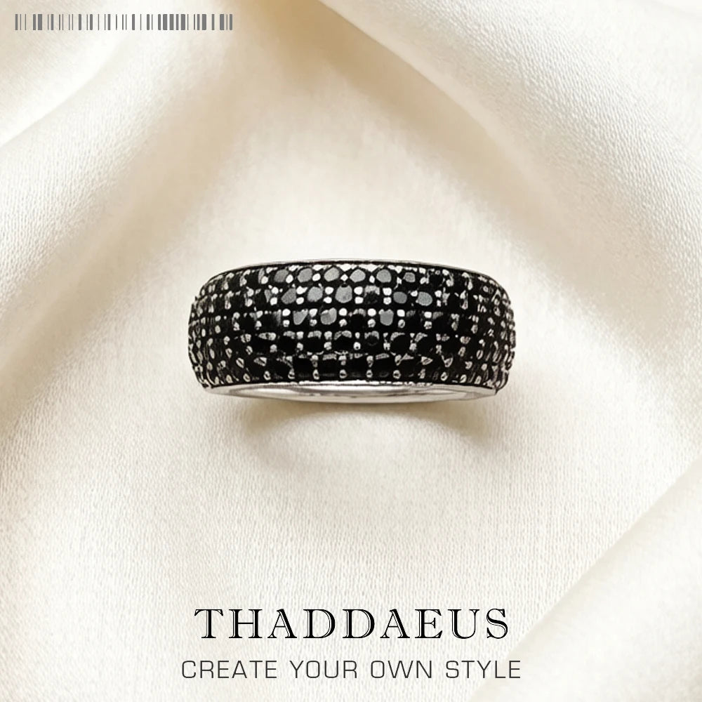 Damen-Ring Pavé schwarz klassisch aus Sterlingsilber