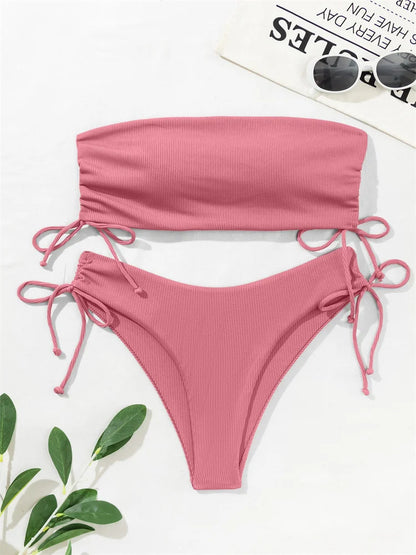 Gestreifter Sexy Bikini für Damen – Zweiteiliges Badeanzug-Set für Strand und Pool
