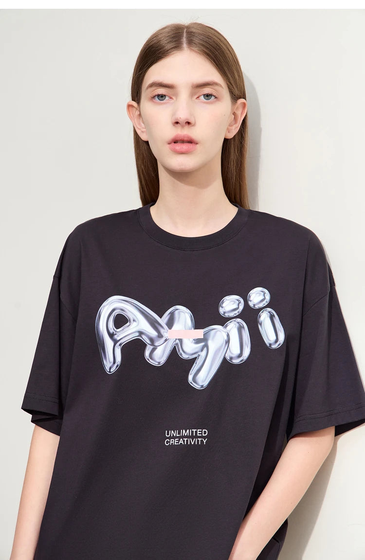 Damen T-Shirts im lässigen Stil mit O-Ausschnitt und modischem Druck