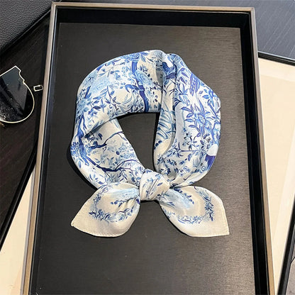 Damen Seidenschal 53cm klein quadratisch Haarband Kopftuch Halstuch Bandana D