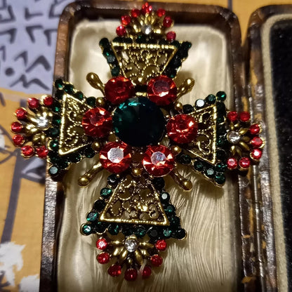 Brosche Kreuz Kristall Strass Vintage Exquisit Unisex Mantel Kleidung