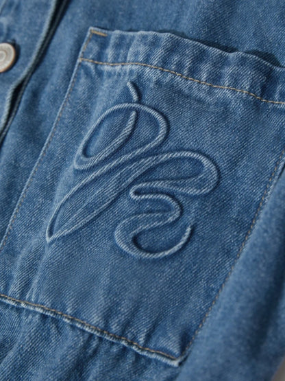 Stilvolles Langarm Hemdkleid Aus Denim Mit Knöpfen Für Damen
