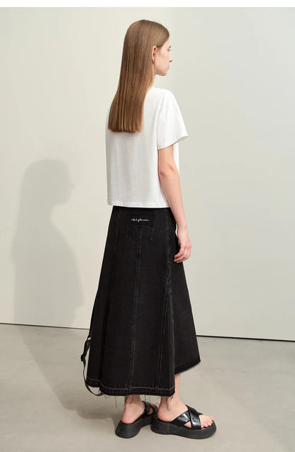 Damen T-Shirts im minimalistischen Stil mit lässigem O-Ausschnitt und Druck