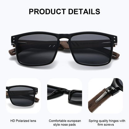 Damen-Sonnenbrille Holz Walnuss Doppelrund Nagel polarisiert UV400