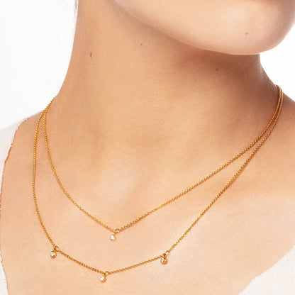 Damen-Halskette Doppelkette minimalistisch Böhmen aus Sterlingsilber