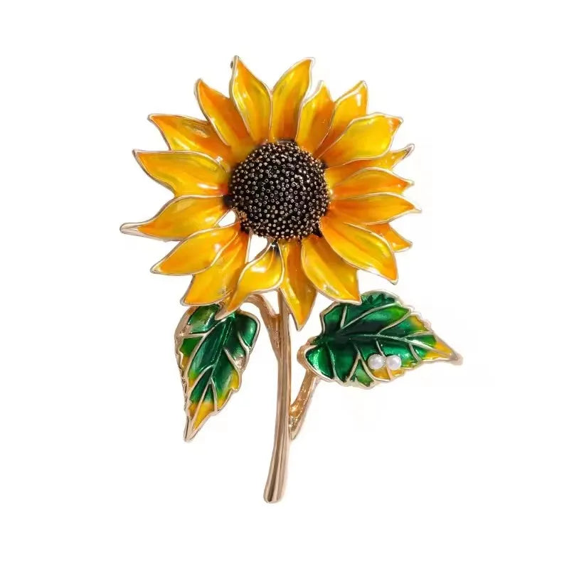 Brosche Blume Emaille Strass Anstecknadel vielseitig Damen