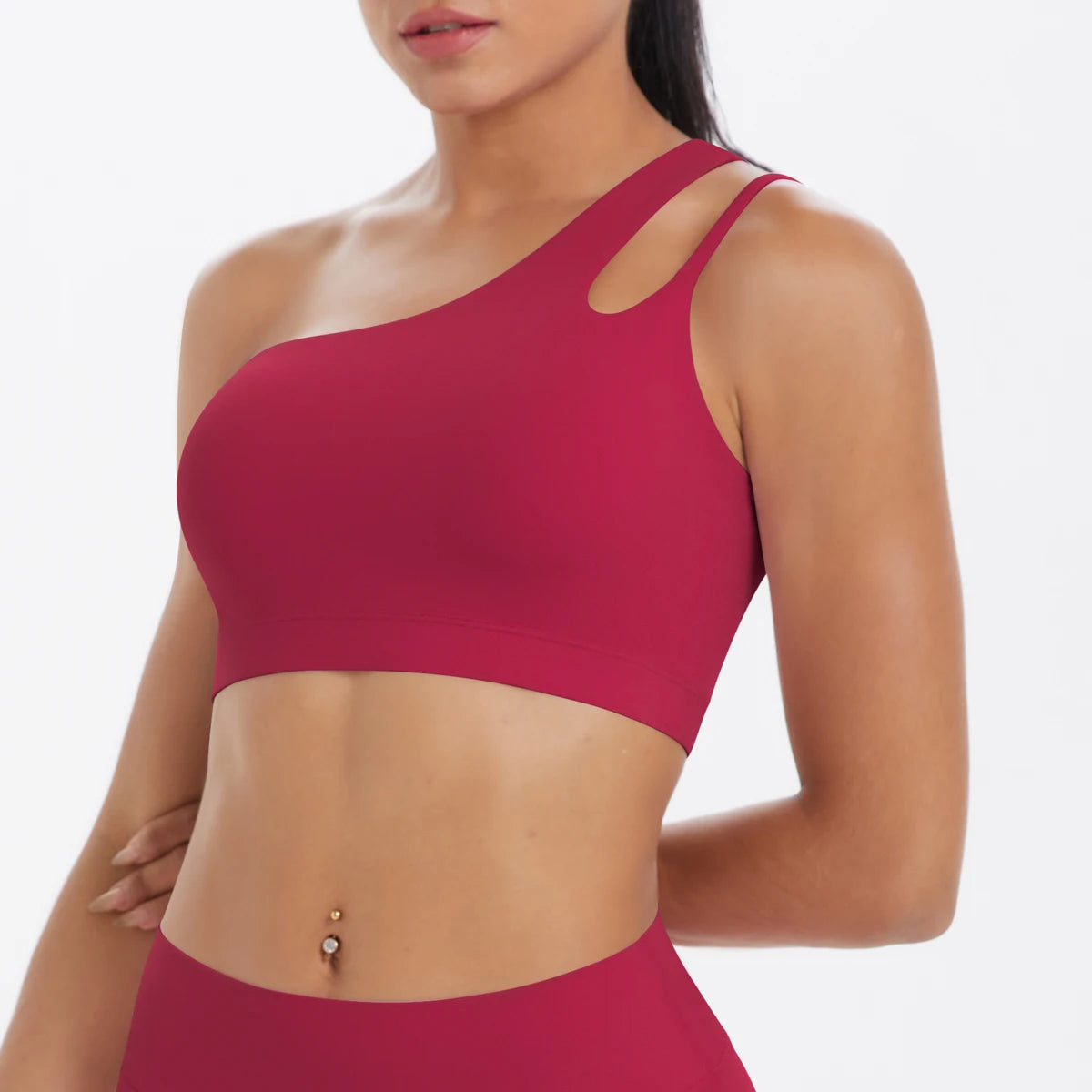 Damen-Yoga-BH mit Brustpolster, schlichter Schnitt, rot