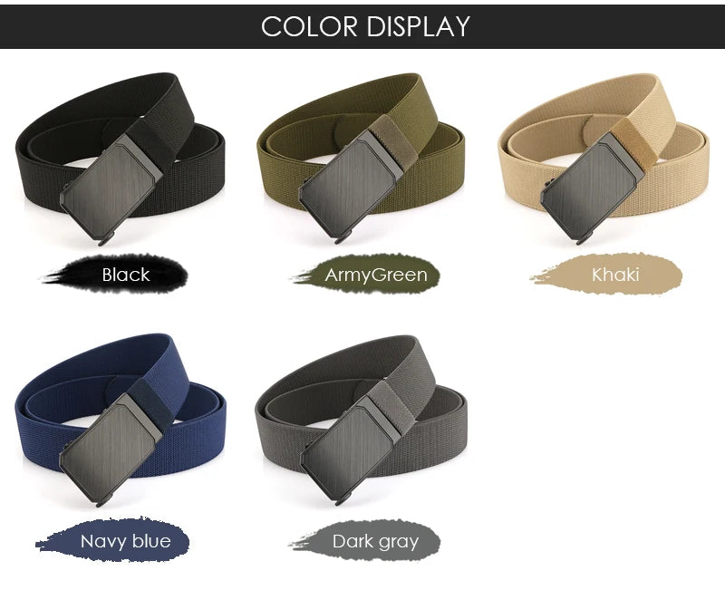 Herren-Gürtel Elastisch mit verstellbarer Passform und Automatische Schnalle aus Nylon 38 Mm Breite