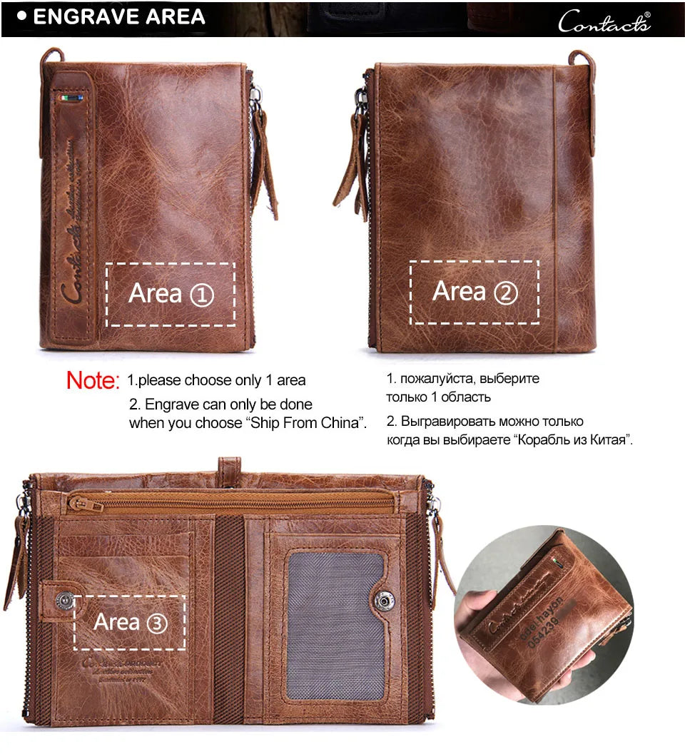 Herren Echtleder Geldbörse Reißverschluss Kartenhalter Luxus Designer Geldclip