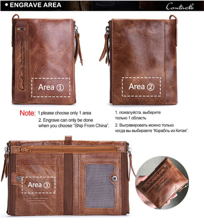 Herren Echtleder Geldbörse Reißverschluss Kartenhalter Luxus Designer Geldclip