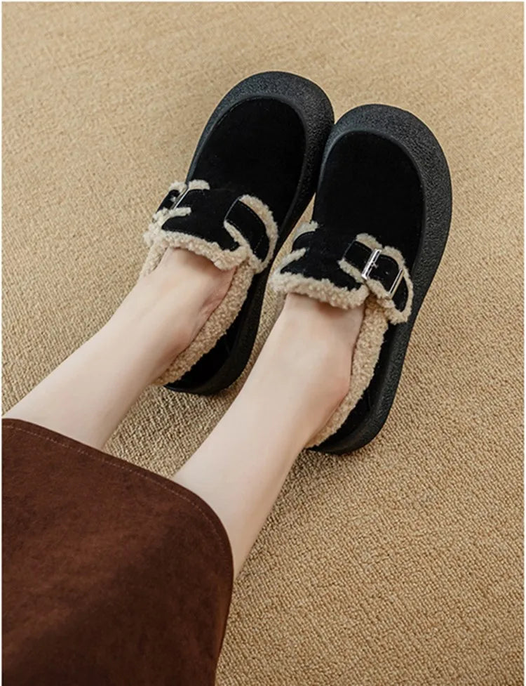 AIYUQI Women Sneakers Winter 2024 New Velvet Genuine Leather Beanie Shoes Women Flat Large Size Women Casual Shoes