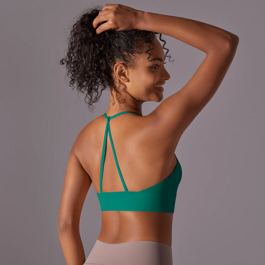 Sport-Bustier mit Racerback und schmalen Trägern, smaragdgrün