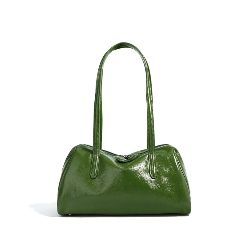 Ledertote Rindsleder Mit Crackel-Lack | Schultertasche