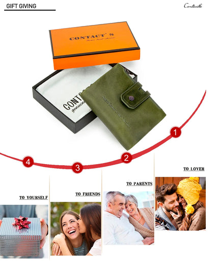 Damen Echtleder Geldbörse Bifold Vintage Kartenhalter Münzfach Geldclip