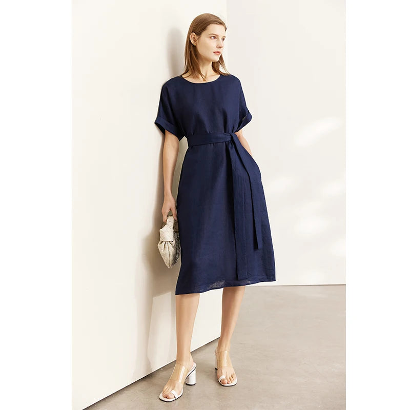 Elegantes Damenkleid Aus Leinen Komfortabel Stylisch Büromode
