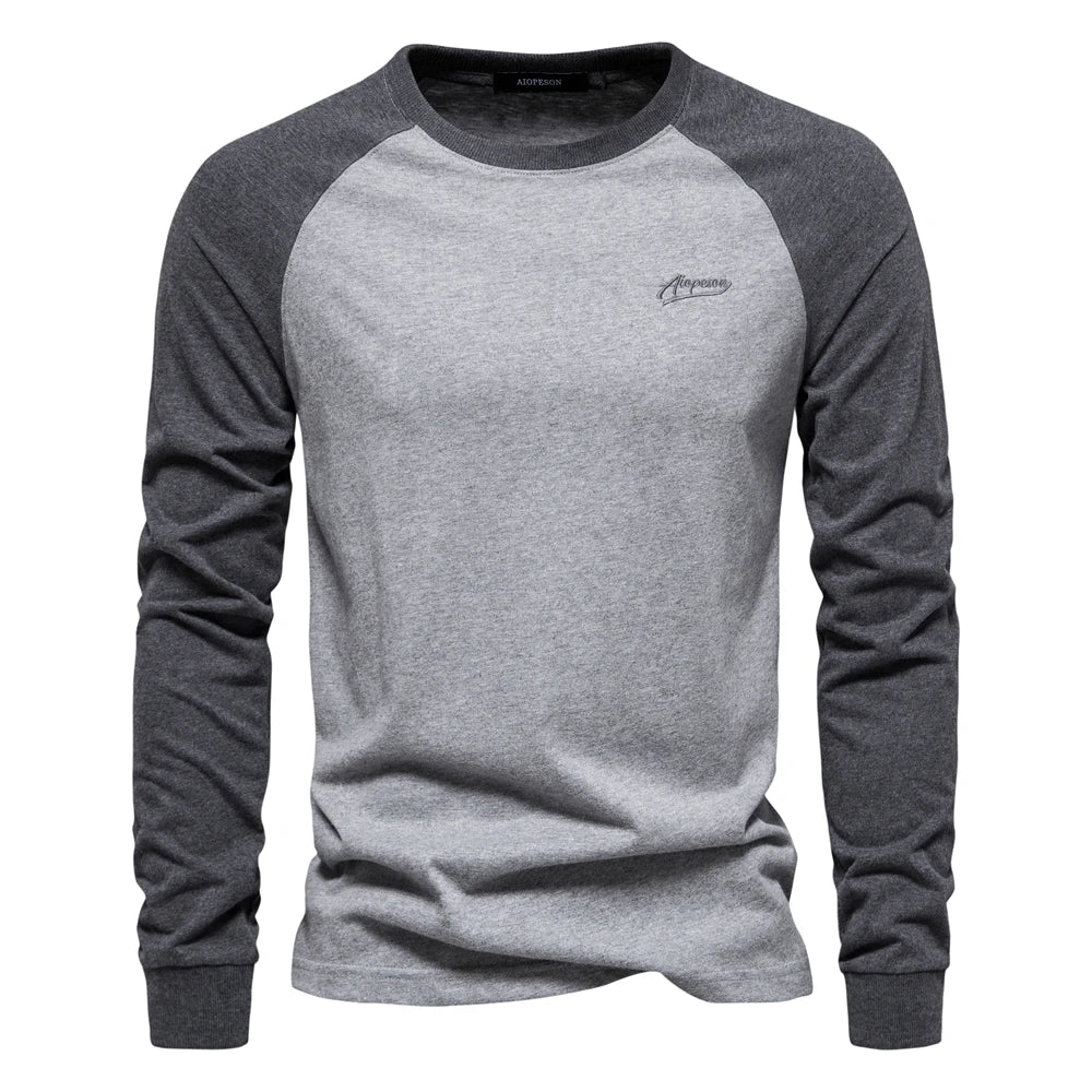 Herren Langarm T-Shirt aus 100 Prozent Baumwolle mit einfarbigem Briefdruck