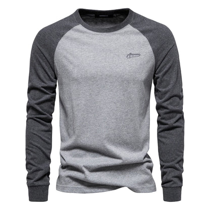Herren Langarm T-Shirt aus 100 Prozent Baumwolle mit einfarbigem Briefdruck