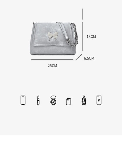 Elegante Damen Schultertasche aus PU-Leder mit Schmetterlings-Dekor