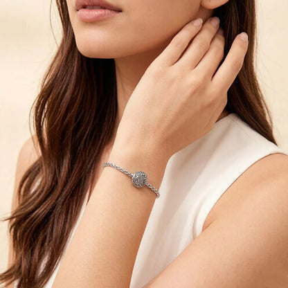 Damen-Armband schwarze Gliederkette Karma aus Sterlingsilber