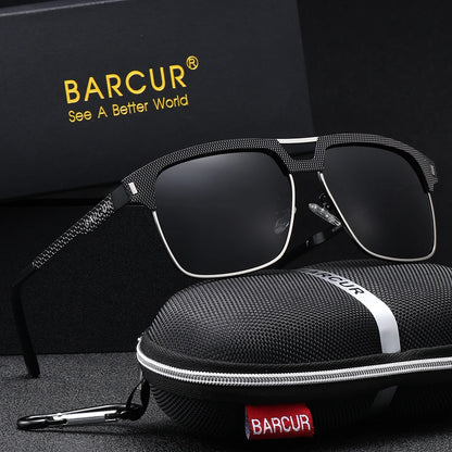 Sonnenbrille quadratisch großer Rahmen Edelstahl polarisiert Unisex
