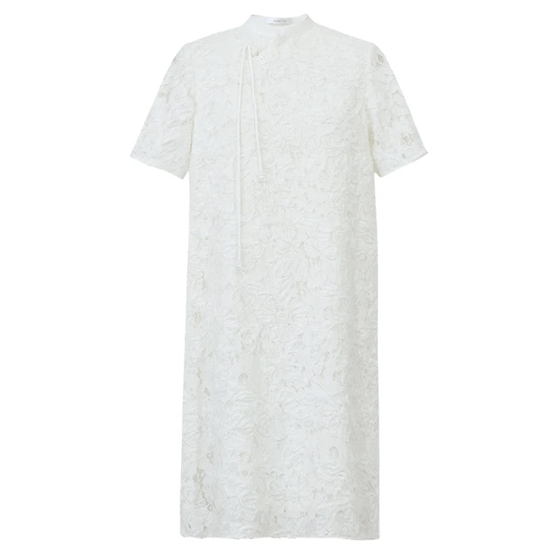 Zeitloses Damen Sommerkleid Mit Stehkragen Und Lockerem Schnitt