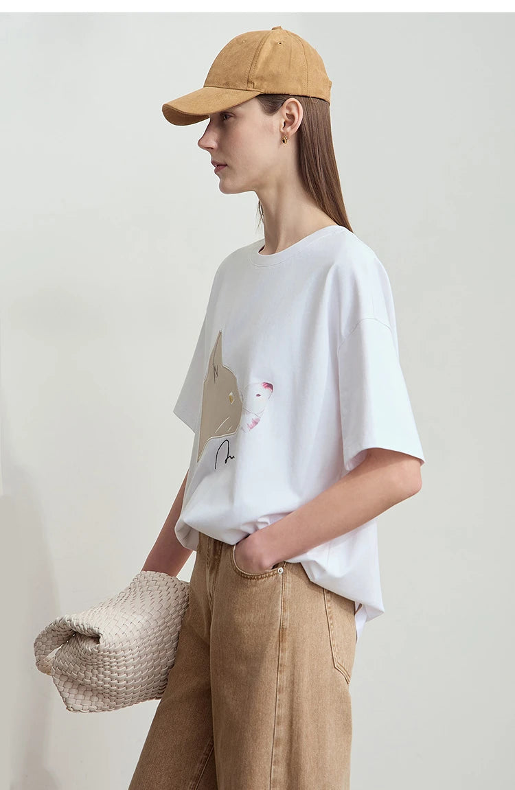 Damen T-Shirt im lässigen Stil mit Rundhalsausschnitt und kurzem Arm