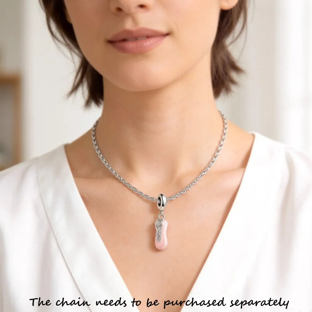 Kettenanhänger aus Silber mit rosa Ballettschuh
