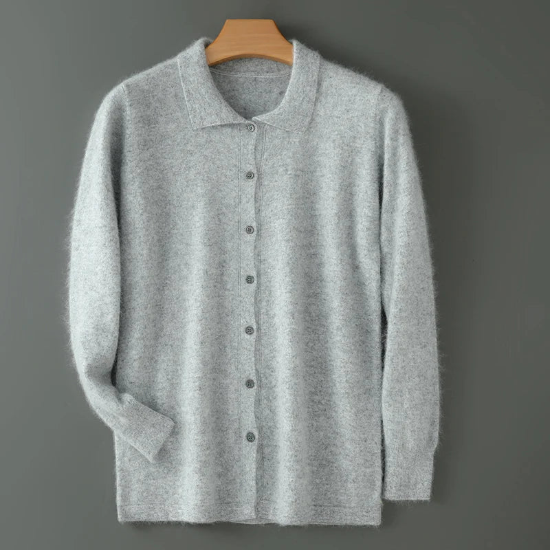 Maillard Polo-Kragen-Pullover für Herren, Herbst/Winter 2024, lässige Business-Männer, 100 % reiner Nerz-Kaschmir-Strickjacke, große Strickjacke