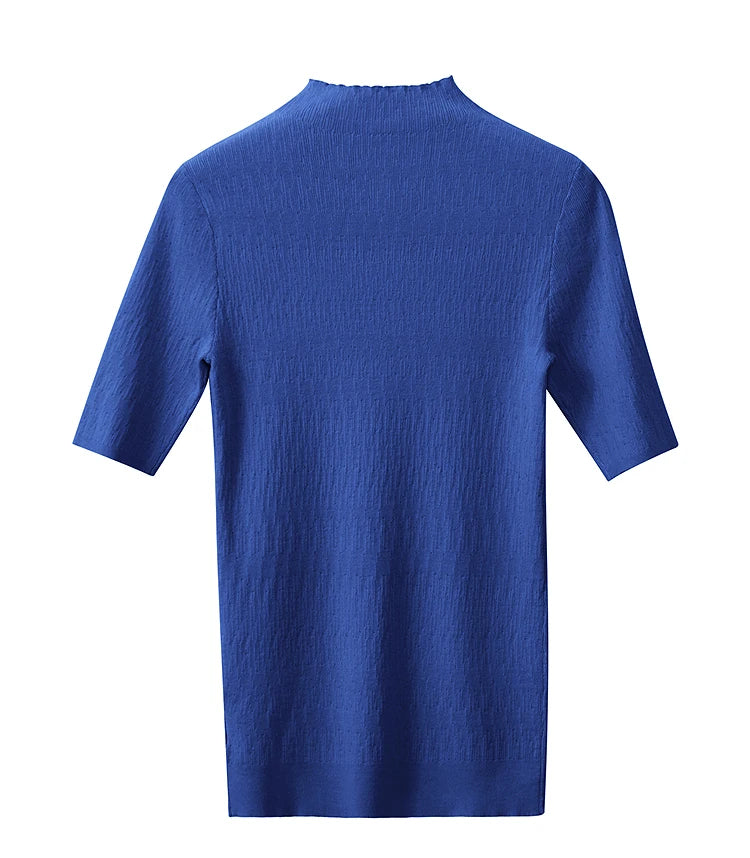 Damen-Halbrollkragen-Pullover Slim Halbarm Viskose Herbst-Winter