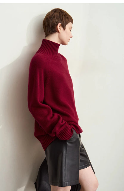 Damen-Rollkragenpullover 100 % Wolle nahtlos antibakteriell Winter