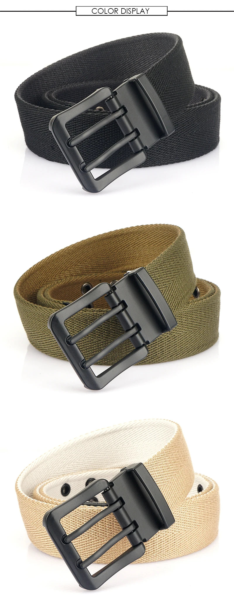 VATLY Vintage Wendegürtel Herren Canvas 38mm Doppelnadel-Schnalle Arbeit
