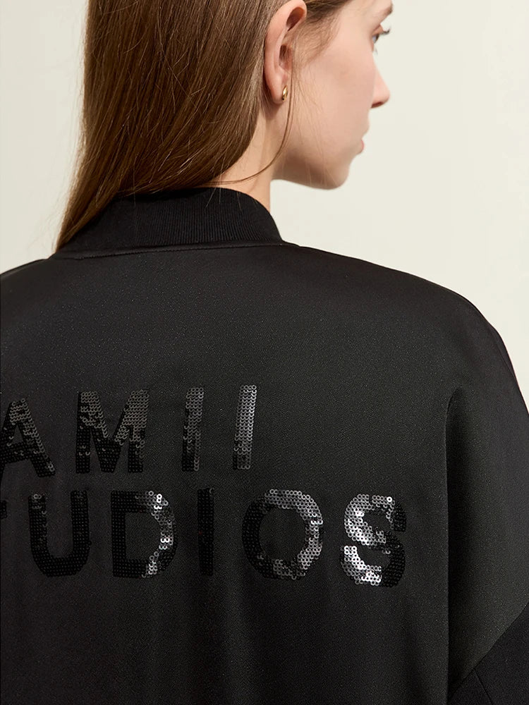 Damen Parka im sportlichen Stil mit Baseballkragen und Stickerei